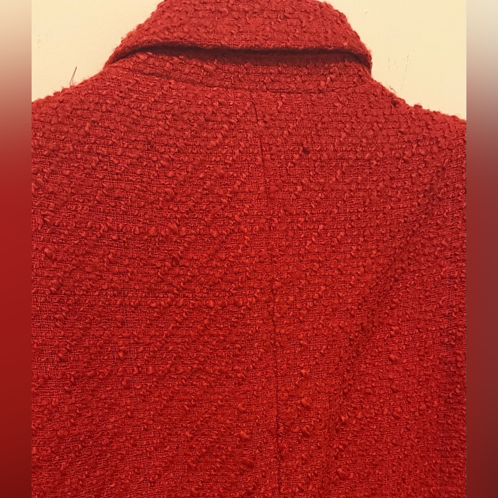 Zara Red Tweed Blazer with Metallic Buttons - Picture 4 of 4